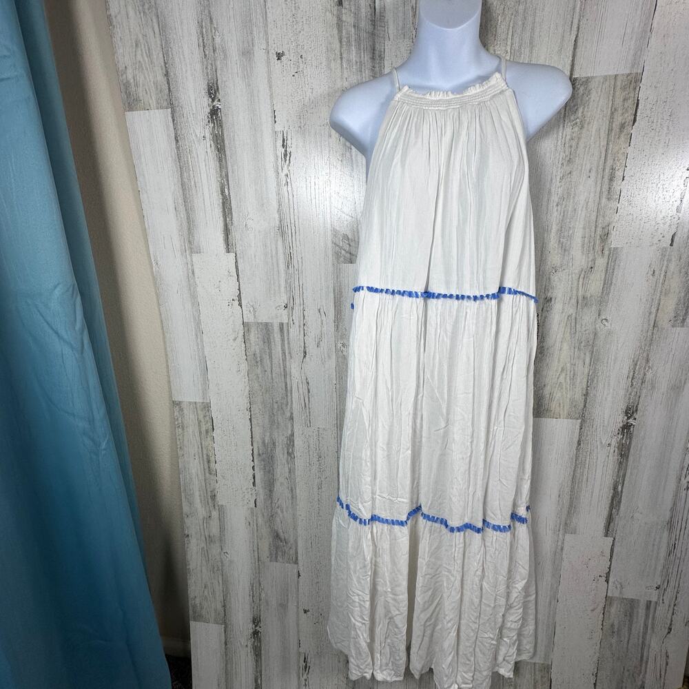 Rachel Zoe White Gauze Ruffle Dress S | MSRP $149 | Boho, Tassels, Resort